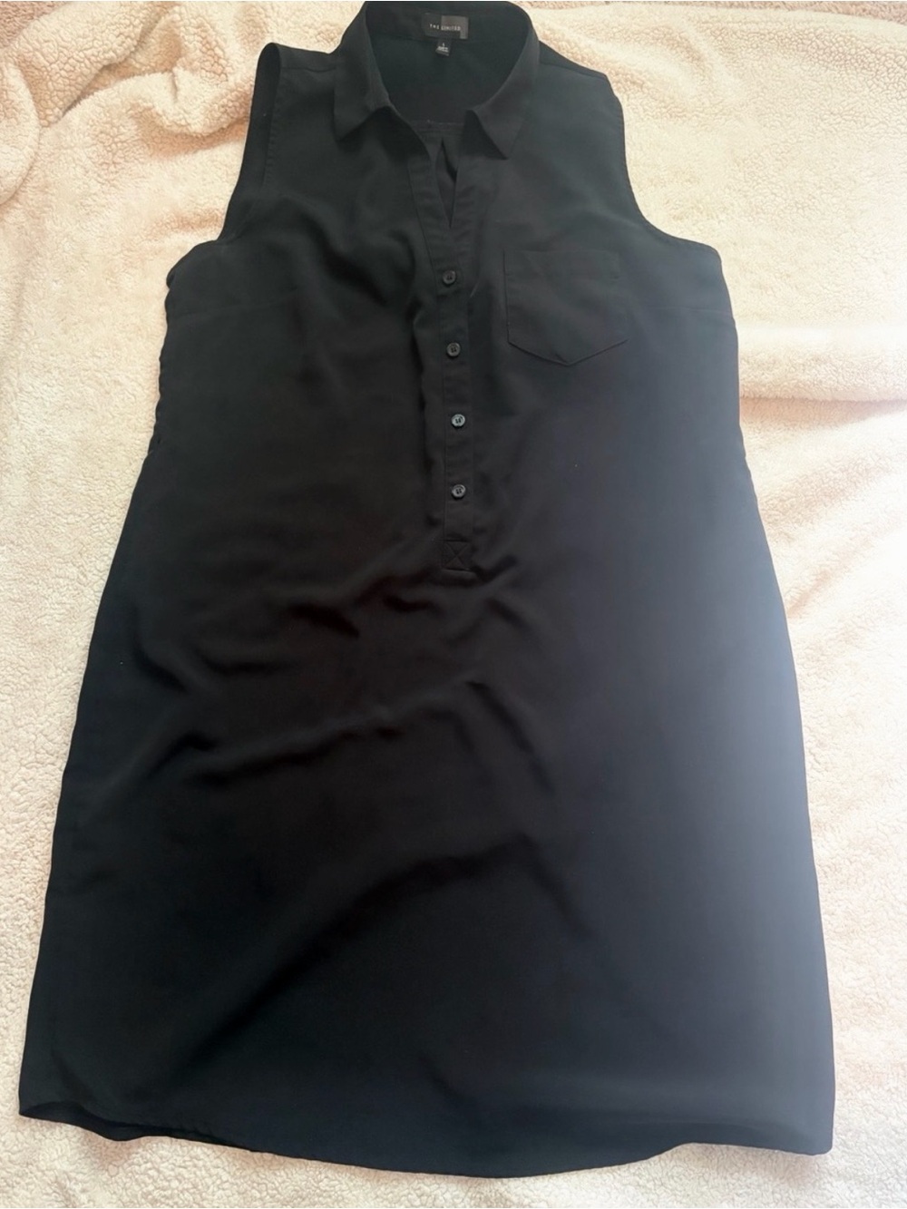 The Limited Sleeveless Black Button-Front Shirt Dress